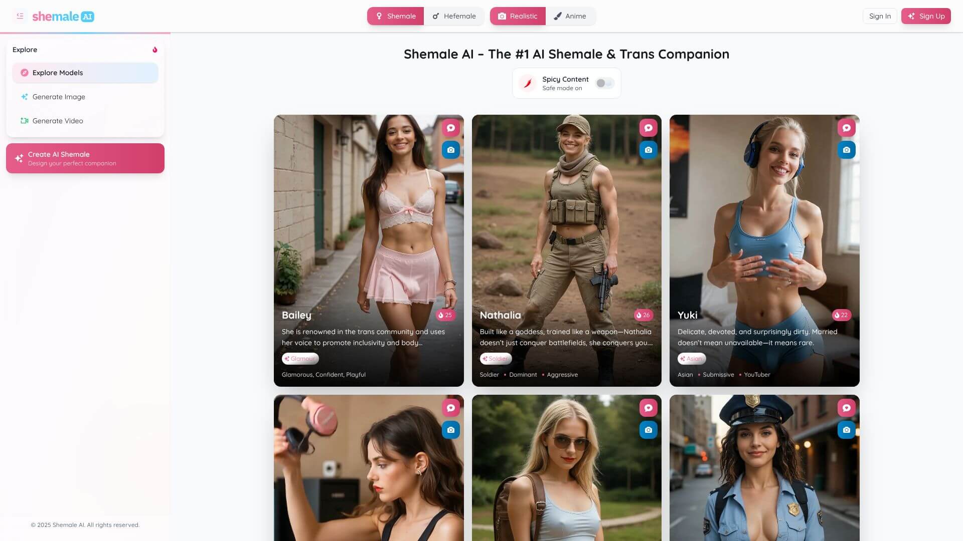 Shemale AI landing page