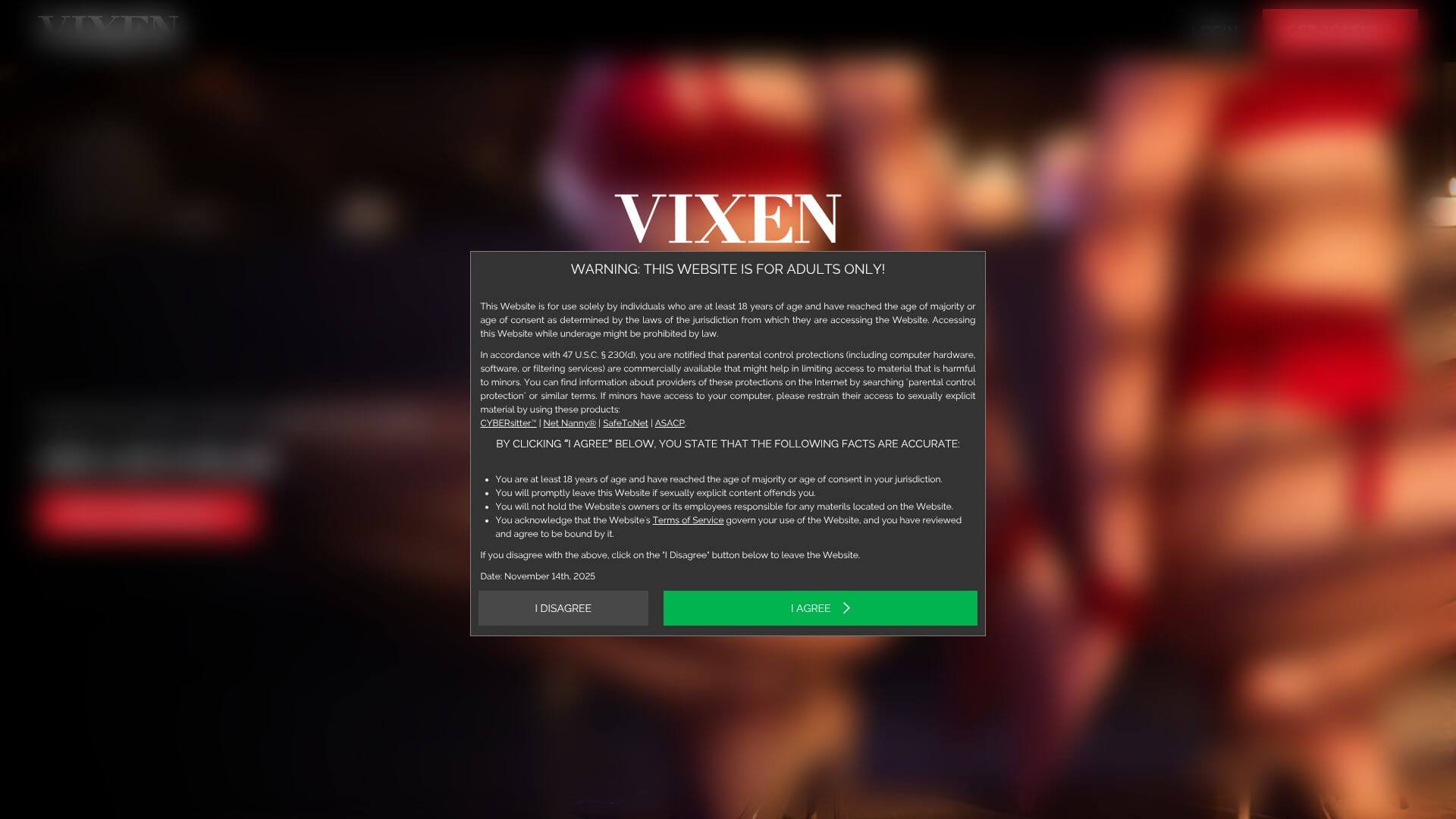 Vixen landing page