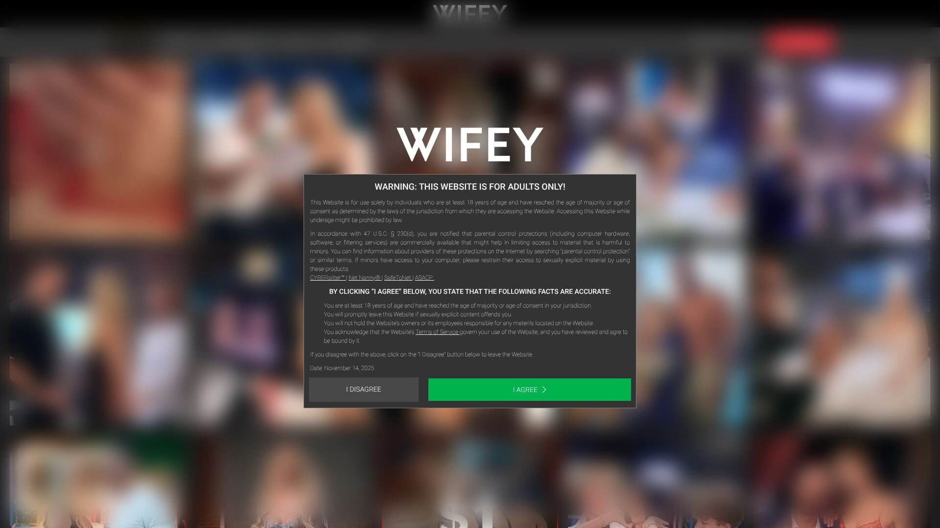 Wifey landing page