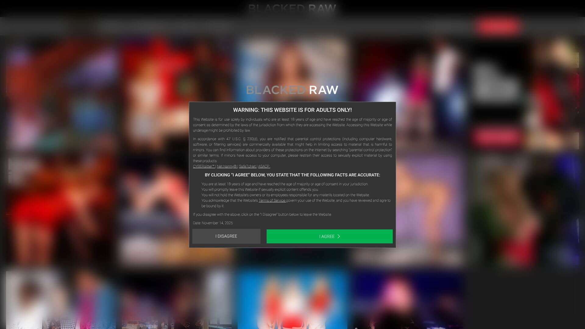 Blacked Raw landing page