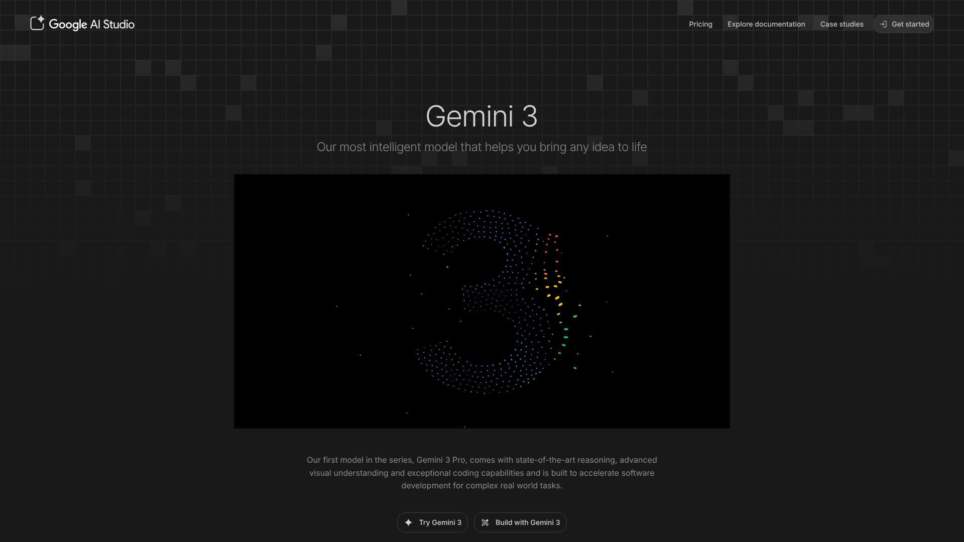 Gemini 3 by Google home page