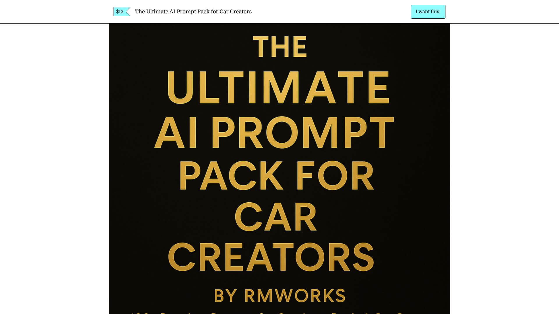 AI Prompt Pack for Car Creators home page