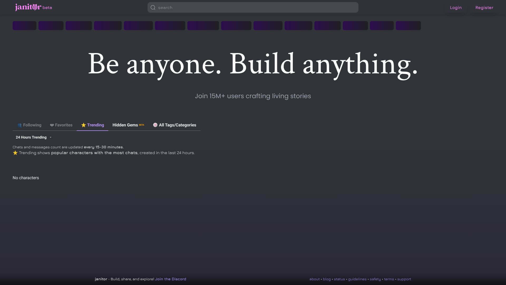 Janitor AI home page