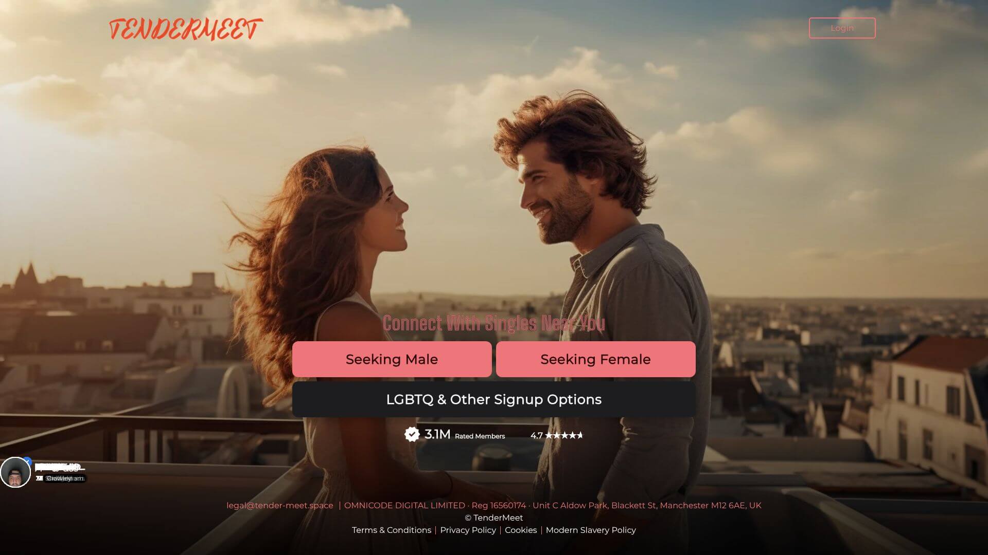 TenderMeet landing page