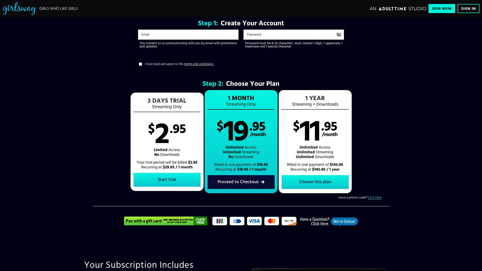 GirlsWay landing page