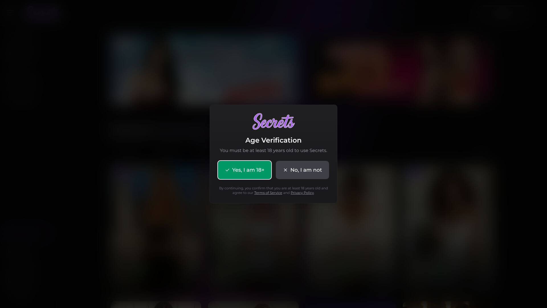 Secrets AI landing page