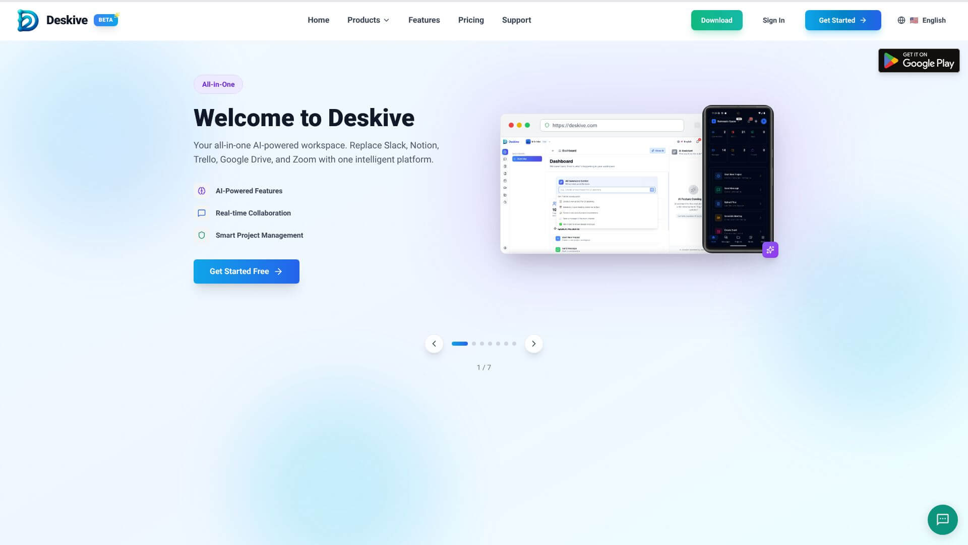 Deskive home page