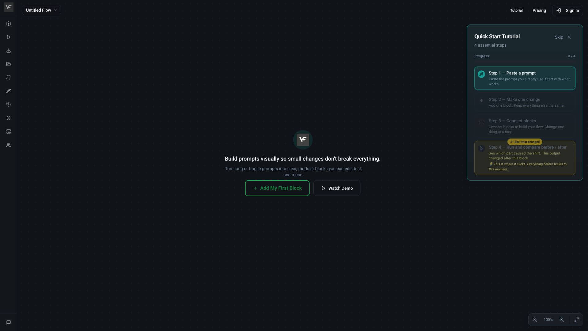 VisualFlow home page