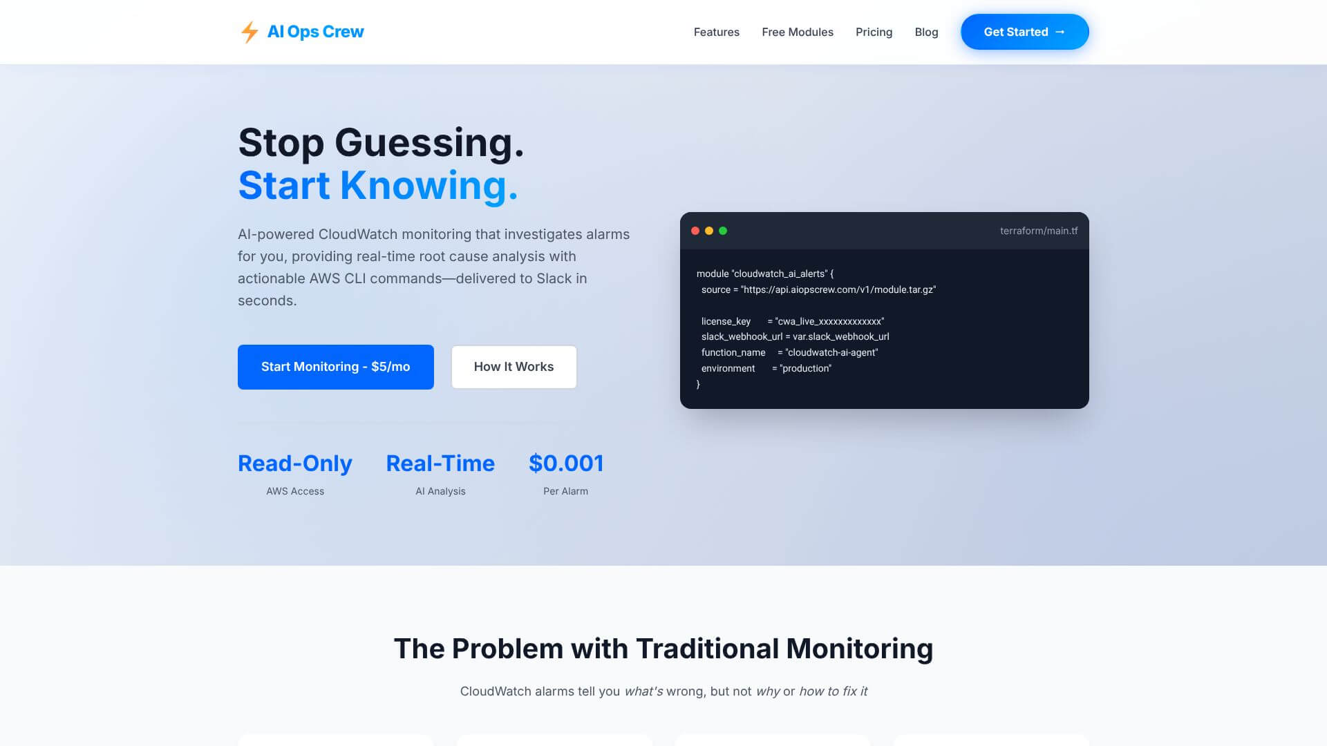 Cloudwatch AI Agent home page