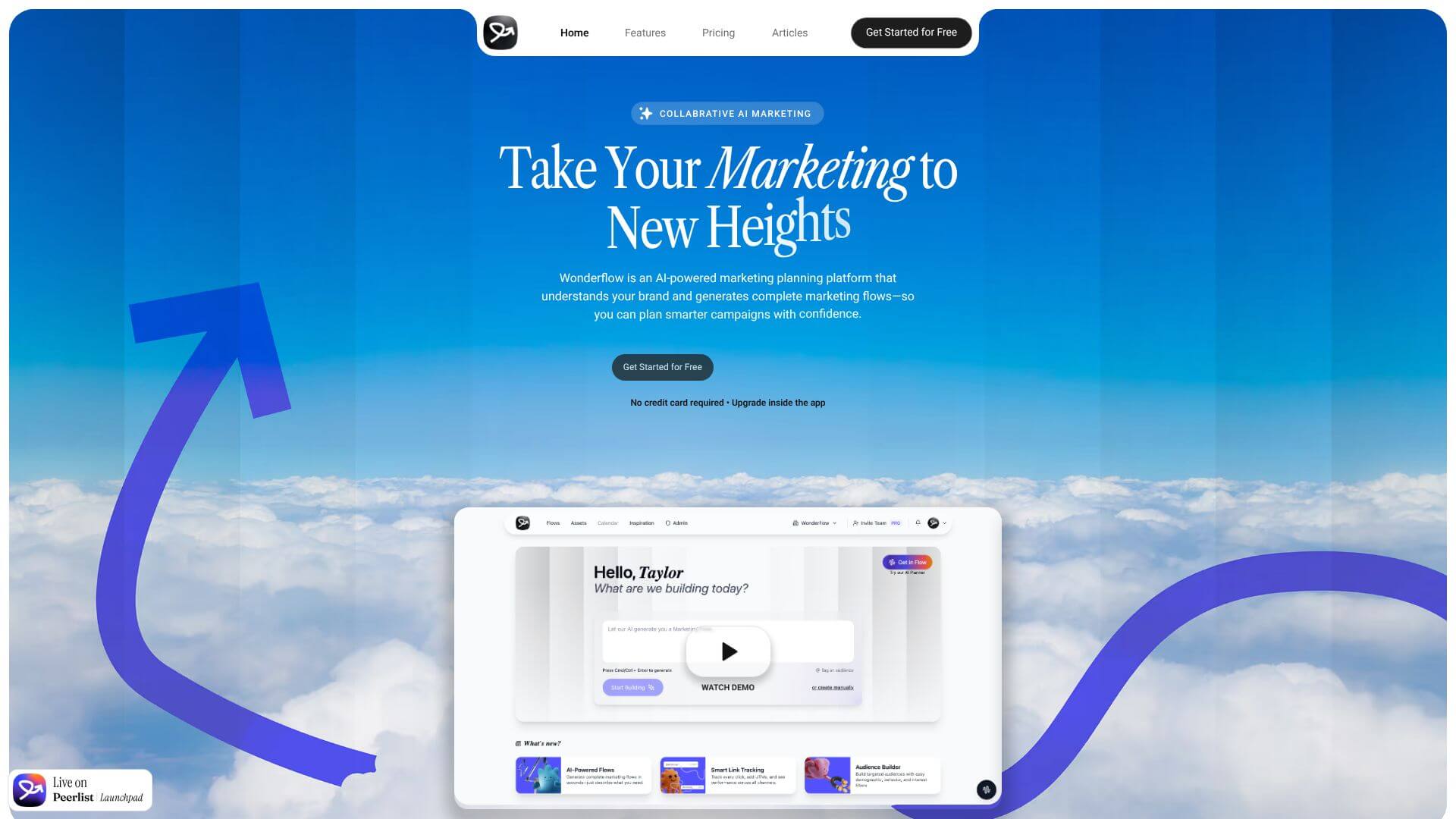 Wonderflow App home page