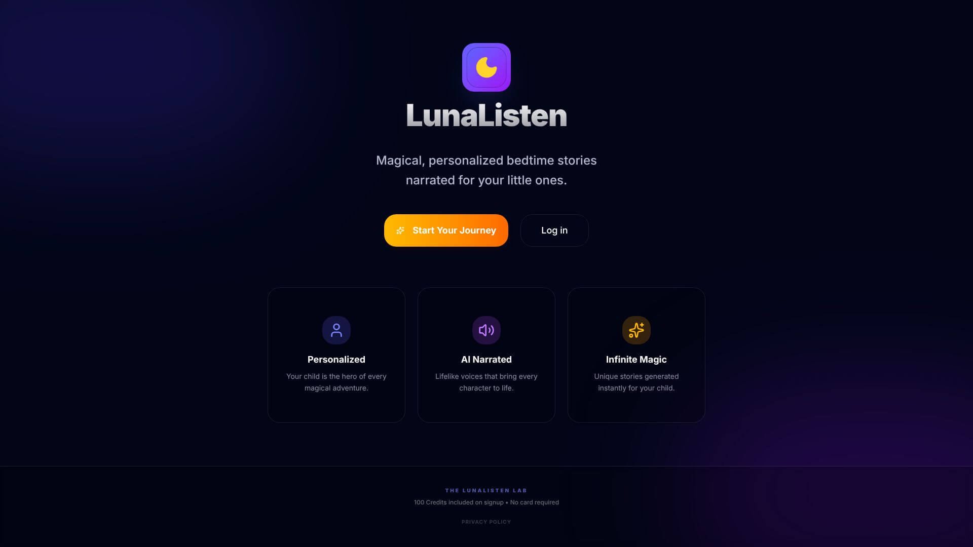 Luna Listen Launch home page