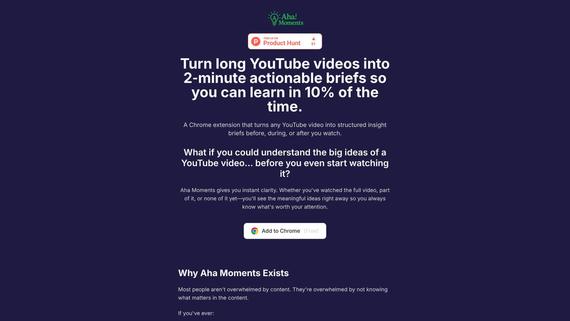 Aha Moments home page