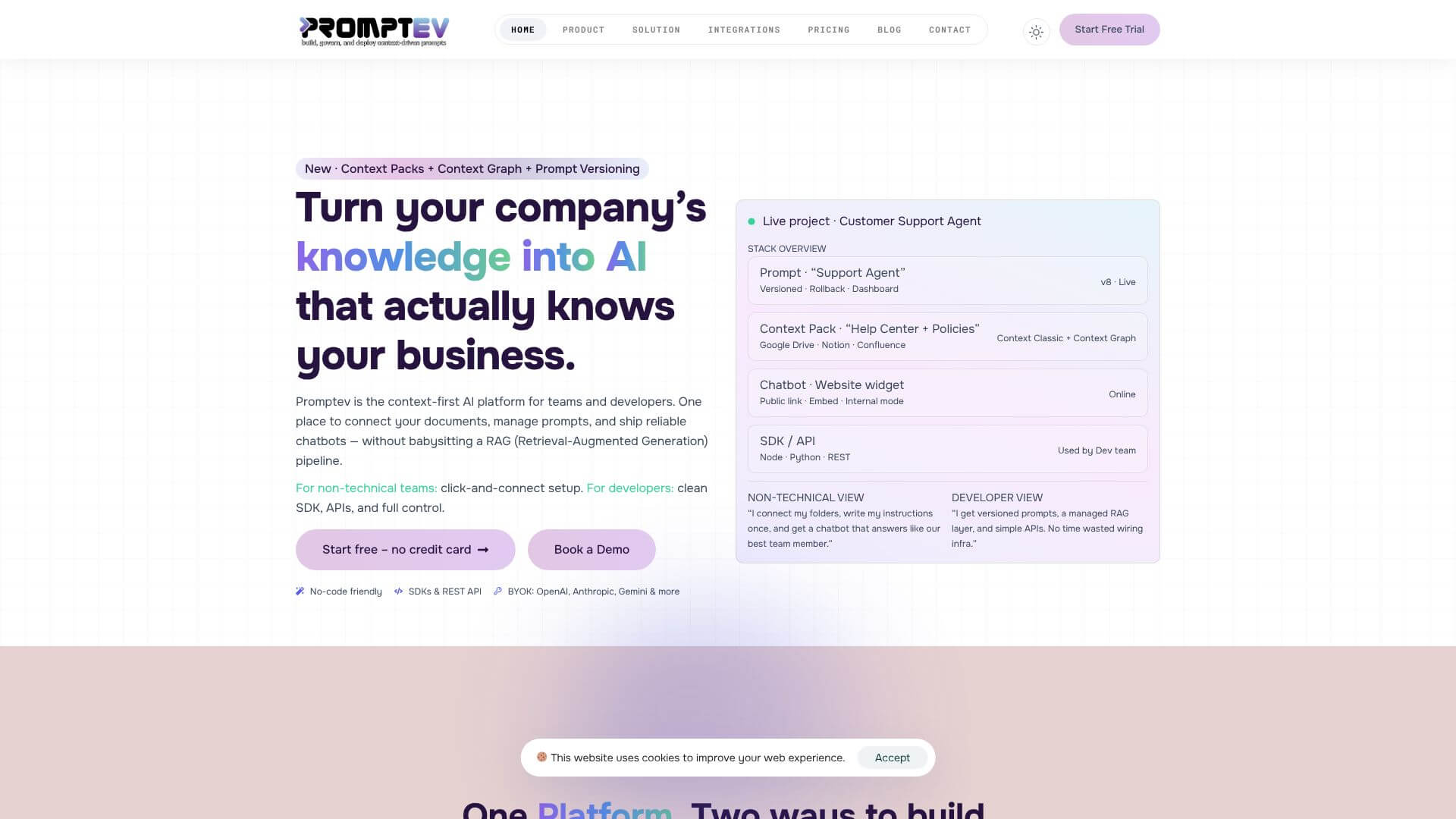 Promptev home page