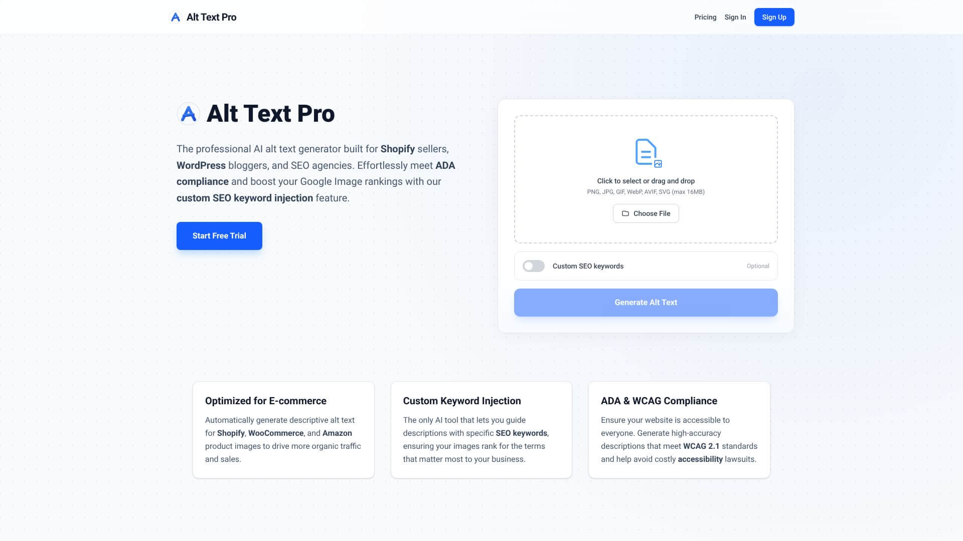Alt Text Pro home page