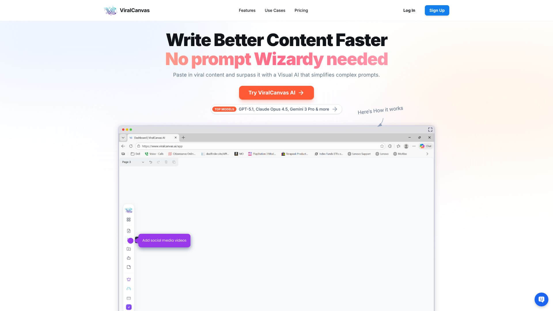 Viral Canvas home page