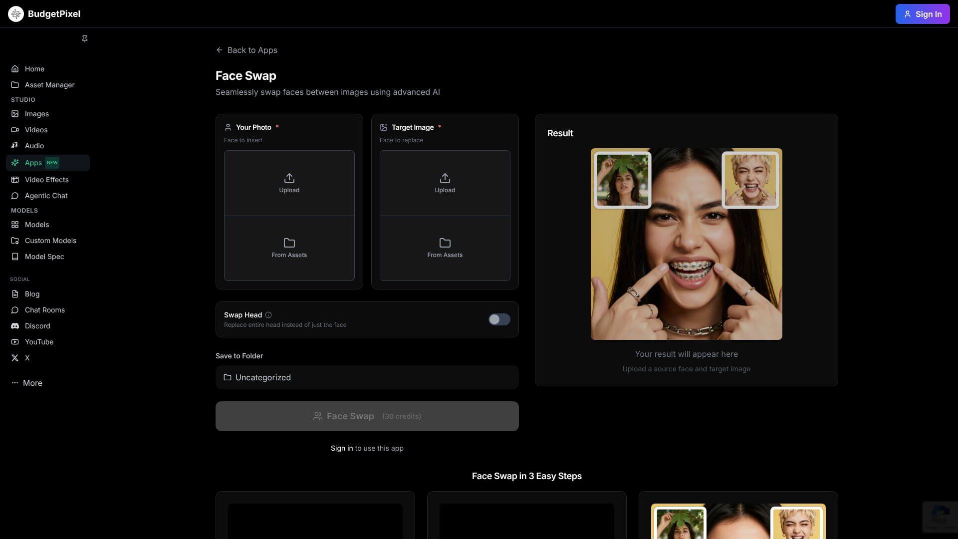 Face Swap Online home page