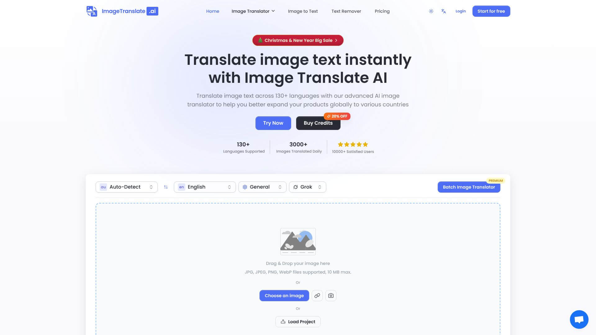 Image Translate AI home page