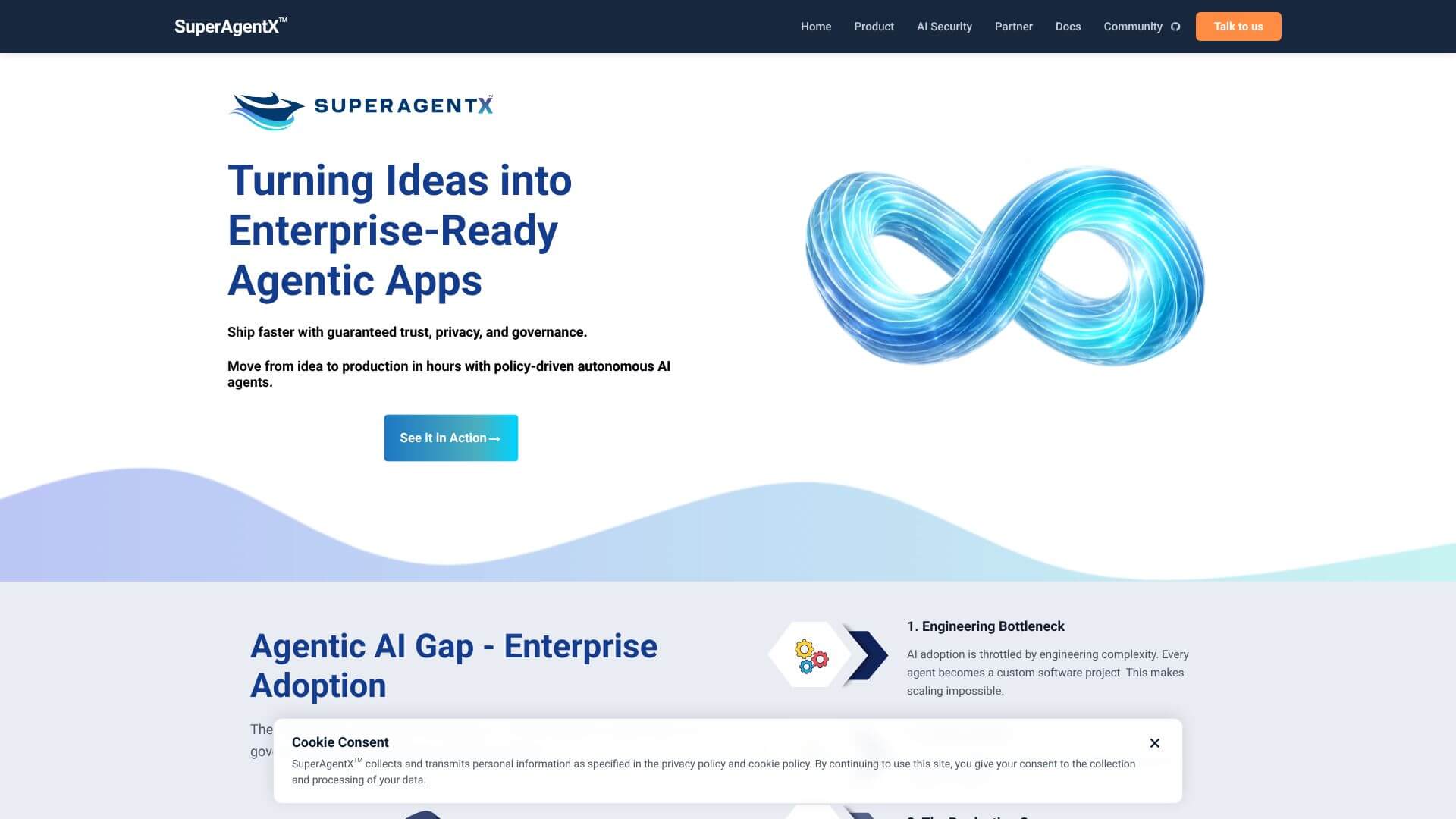 SuperAgentX Enterprise Ready Agentic App home page