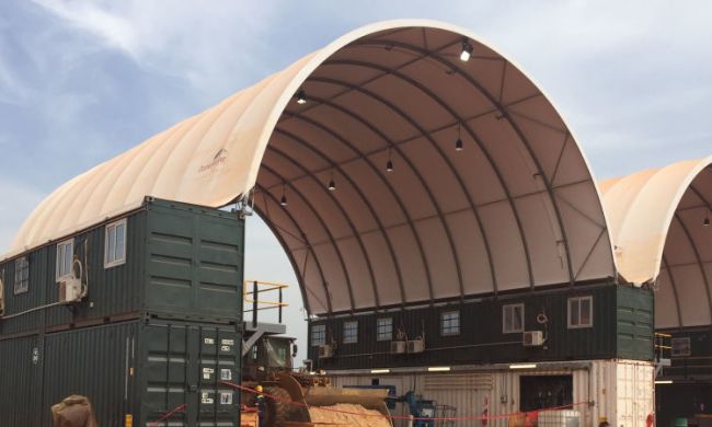The History of DomeShelter™ Container Mounted Fabric Structure Container Mounted fabric Structure