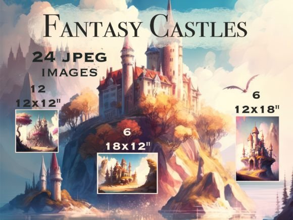 Fantasy Castle Magic Kingdom Coloring Background
