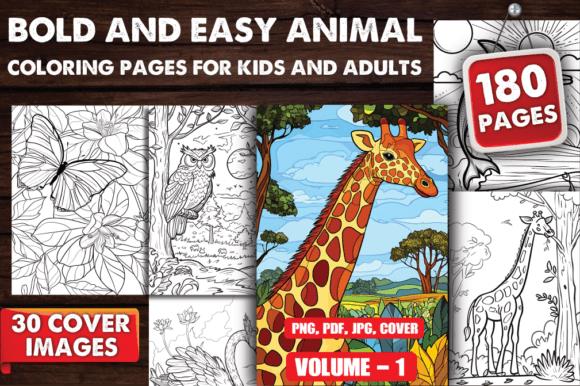Bold and Easy Animal Coloring Book Cover