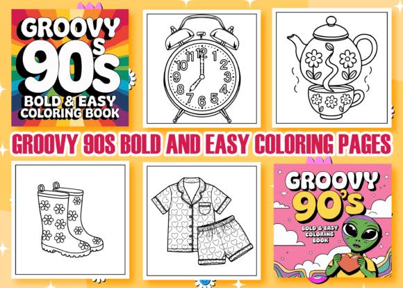 Groovy 90s Coloring Book Collage