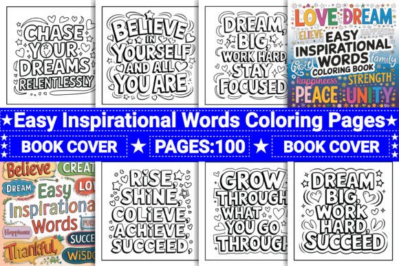 Inspirational Words Coloring Pages with motivational quotes