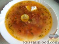 Фото к рецепту: Солянка с курицей и охотничьими колбасками Фото к рецепту: Солянка с курицей и охотничьими колбасками