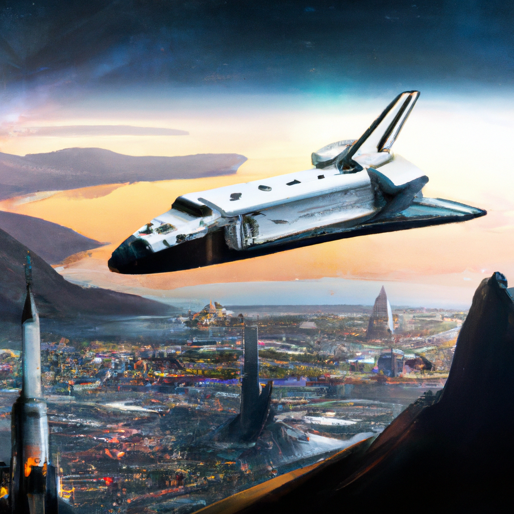 A Space Shuttle flying above Cape Town, digital art