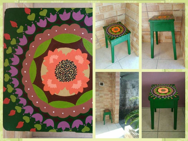 Juanna Silvestre Produção de banquinhos customizados com mandalas