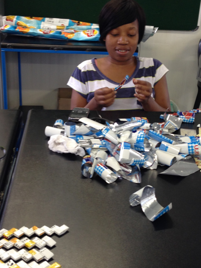 Myself Upcycling Trinco wrappers into fashion accessories
