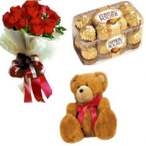 Flowers, Chocolate & Teddy