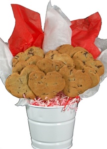 Chocolate Chip Heart Shaped Cookie Bouquet