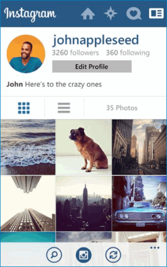 Интерфейс на Windows Phone Instagram Интерфейс на Windows Phone Instagram
