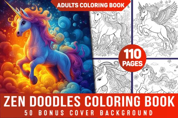 110 Zen Doodles Unicorn Coloring Book Cover