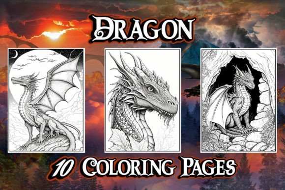 Eastern Motifs: Coloring Pages with Pagodas and Dragons