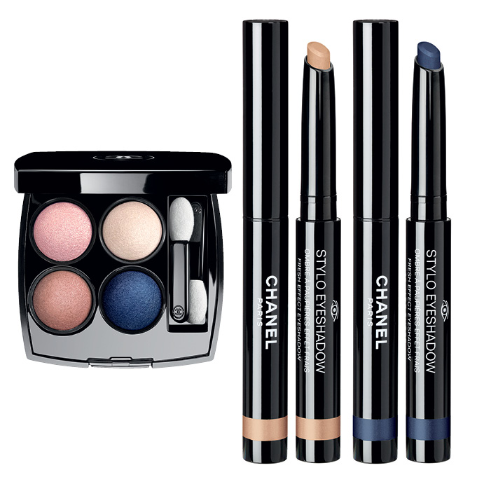 «Les 4 Ombres» Tisse Particulier; кремовые тени-карандаш «Stylo Eyeshadow» Beige Dore и Bleu Nuit