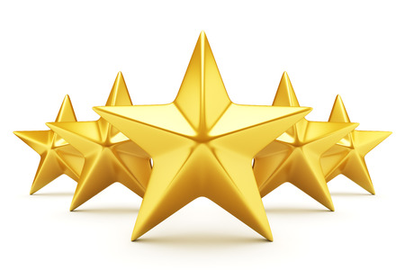 Five star rating - shiny golden stars Stock Photo