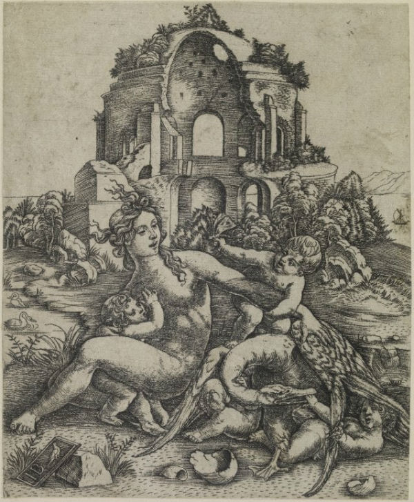 Print made by Giovanni Battista Palumba  - Leda family.jpg