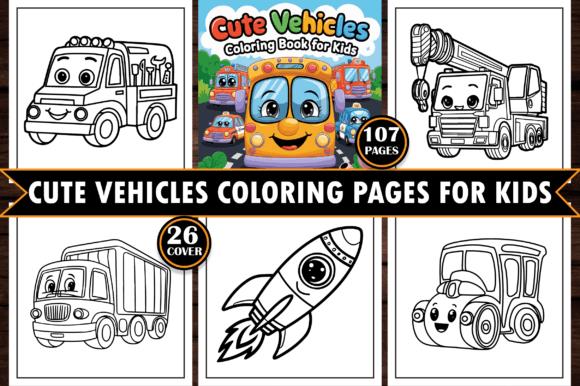 Cute Vehicles Coloring Book Cover