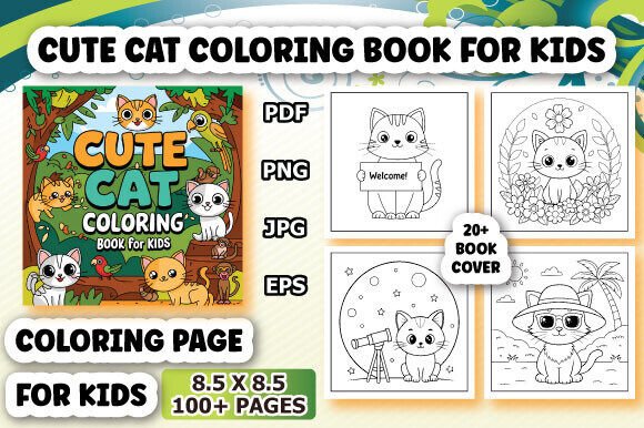 Cute Cat Coloring Book Cover