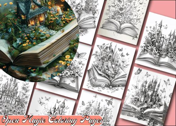Open Magic Coloring Pages - Fantasy Coloring Book Collage