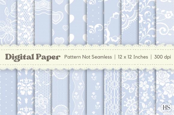 Shabby Chic Blue Lace Digital Paper Patterns