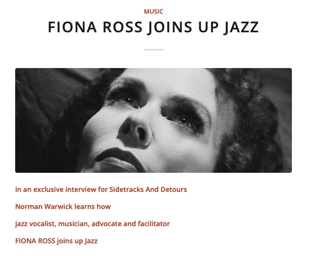 Screenshot of FIONA ROSS JOINS UP JAZZ by Sidetracks And Detours