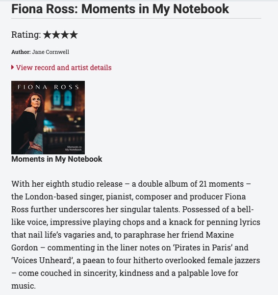 Screenshot of Fiona Ross: Moments in My Notebook by JazzWise