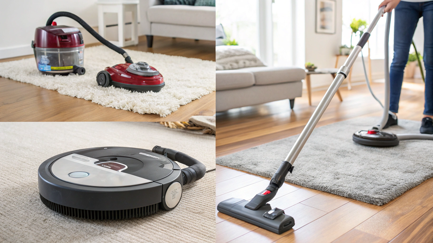 Visual Comparison of Different Vacuum Cleaners for Varied Surfaces