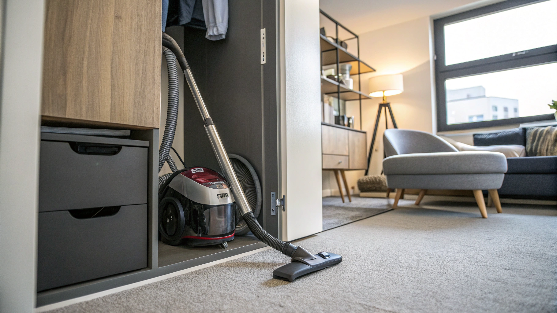 Compact Vacuum Cleaner in Urban Apartment