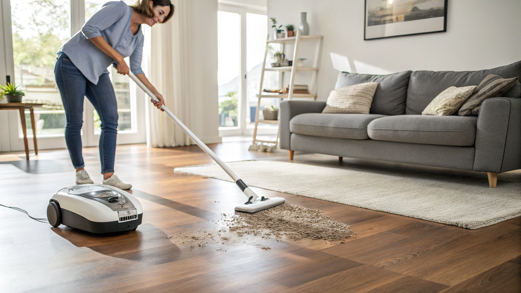 Comparison of Sweeping and Vacuuming on Hardwood Floors