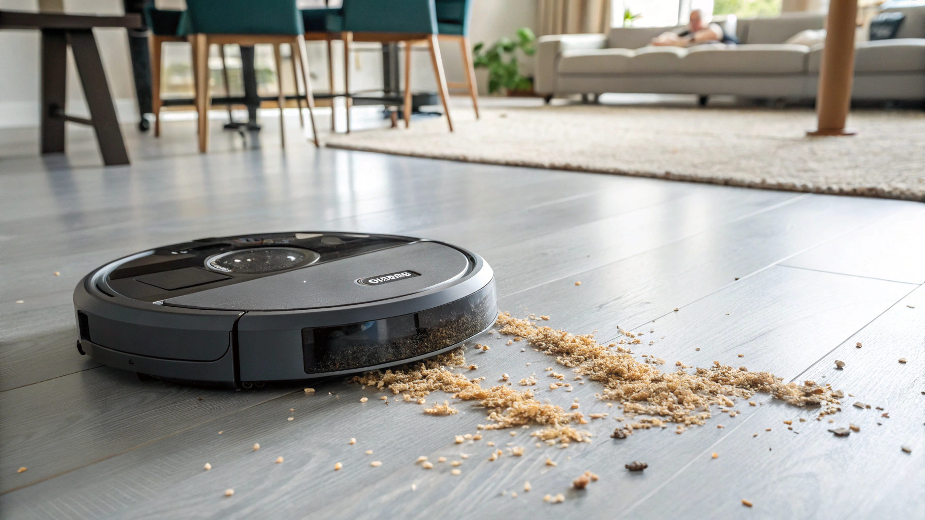 Robot vacuum with focus on suction power in operation