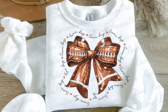 Retro football sweatshirt with coquette bow design